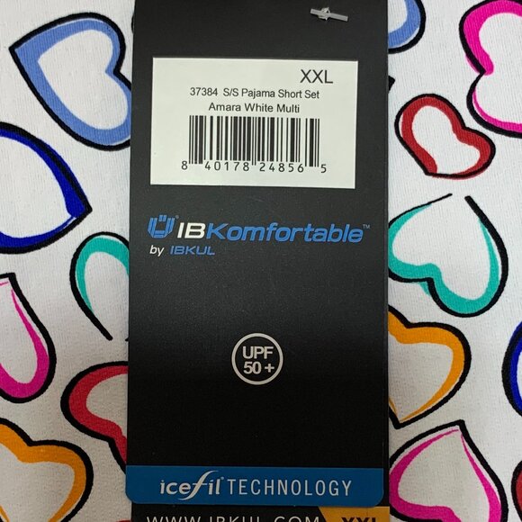 IBKomfortable by IBKUL 2 Piece Pajama Short Set Women Size 2XL NWT Hearts Lounge - Picture 4 of 11